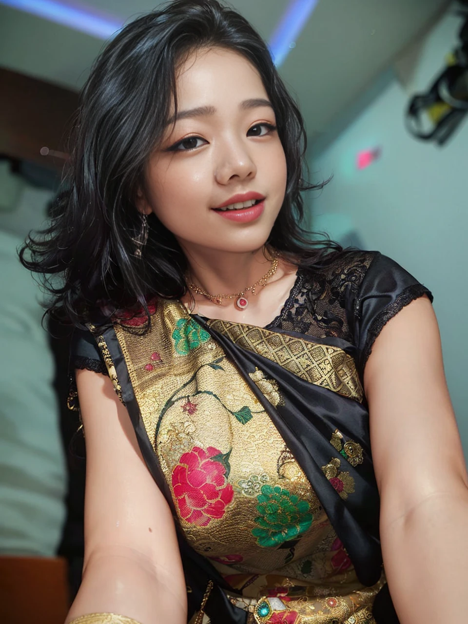 Korean female teacher,Being in a hotel,(Lying on her back in bed:1.2),(legs are open:1.5),seen from the front
(((tmasterpiece))), ((best qualtiy)), ((intricately details)), ((ultra-realistic realism)), Ridiculous res, A MILF, Mature woman, ssee-through, highly detailed, illustratio, 1. Mature women, ((Large breasts)), (areola of breast),perfect hand, detailed finger, Beautiful detailed eyes,Wavy curly hair,with brown eye, name badge, vd, (Teacher's Uniform:1.2), Translucent white shirt,Get wet,(The shirt buttons were unbuttoned,no brassiere,Breasts leaking out of clothing),Black pencil skirt, (Black tights:1.1), 耳Nipple Ring, detailedbackground, Bedrooms, perfect eyes, Seductive eye,Cocked buttocks,Reddened face,(weeping:1.2),(Confused eyes,The mouth opened slightly) make Bigg chest and short dress