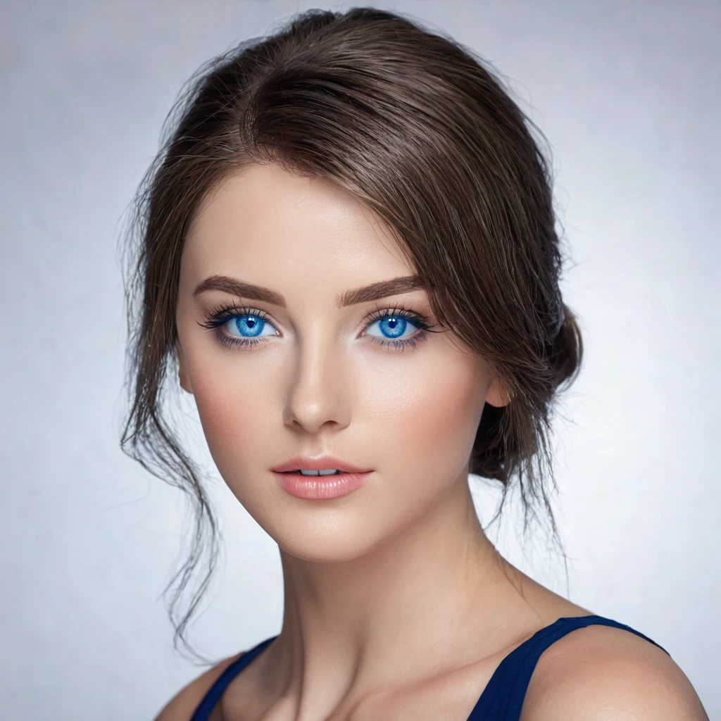 Make your face realistic, with blue eyes