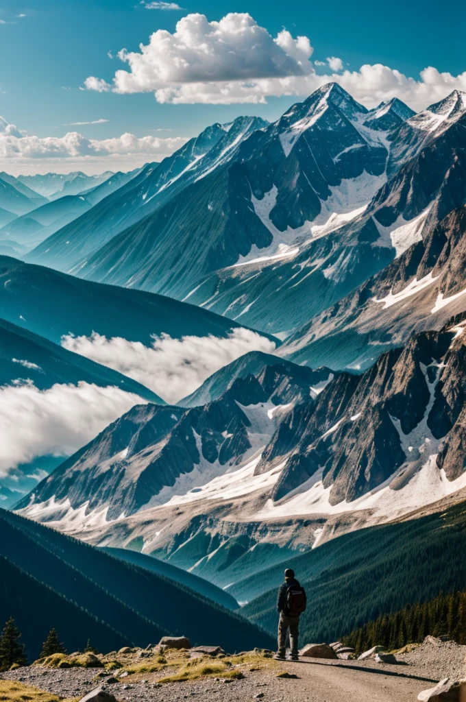 Man looking at mountains