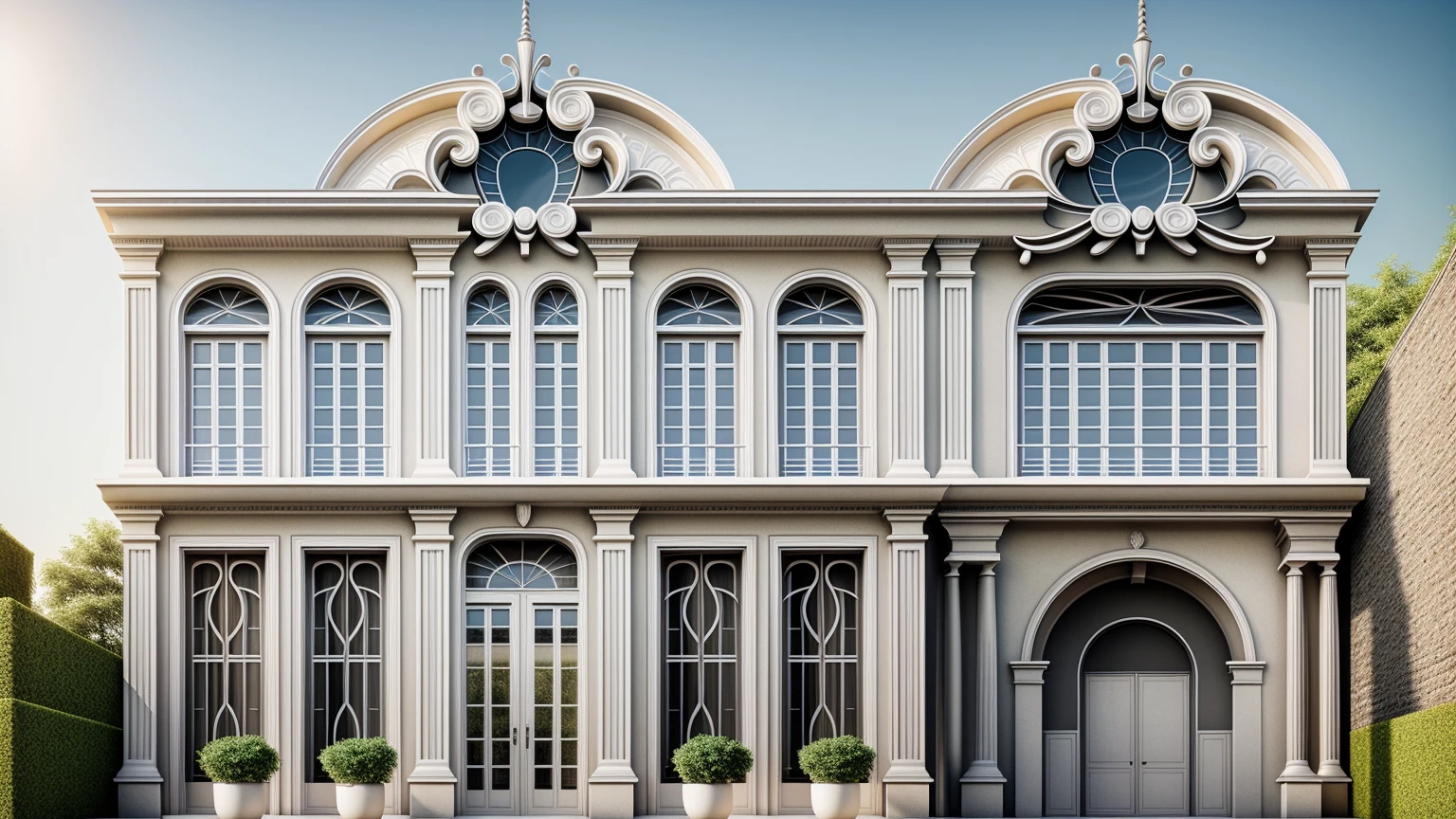 maison blanche arafée avec une voiture garée devant elle, neo - style classique, style classicisme, style classique, maison riche, design extérieur, superbe architecture grandiose, architecture élégante, architecture de luxe, neostyle classique, belle maison, conception magnifique, architecture exquise, néo-classique, néo-classique, style artistique classicisme, belle architecture, perspective de face, 1 route passe devant la maison, (photo brute, Réel, Meilleure qualité, chef-d&#39;œuvre:1.2), avoir l&#39;air moderne et minimaliste, 1 route devant la maison, lumière annulaire Shime, luminosité de la lumière de l&#39;intérieur:1.2, Éclairage dynamique:1.3, (hyper Réelistic, photo-Réelistic:1.2), haute qualité, lumière du jour, contraste élevé :0.5 éclairages parfaits, archaïque, contemporain primé, contemporary chef-d&#39;œuvre, well-designed chef-d&#39;œuvre, grande résidence moderne, détail du dîner, détail ultime, synchronisation automatique
