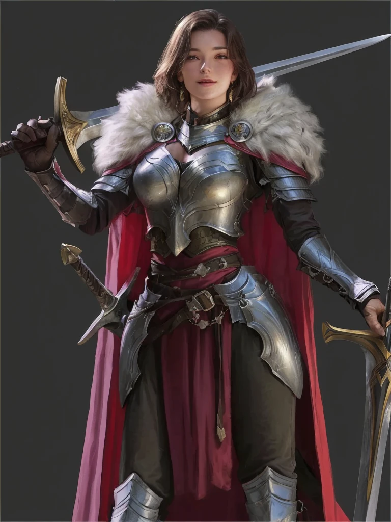 One Is Wearing Armor Close up Of Woman Holding Sword Portrait Of 
