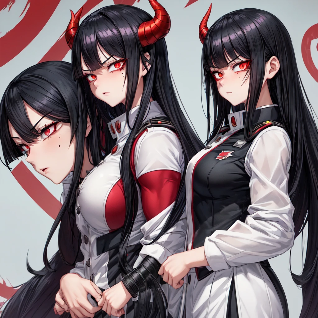 white background, Side view, Girl angry, devil girl