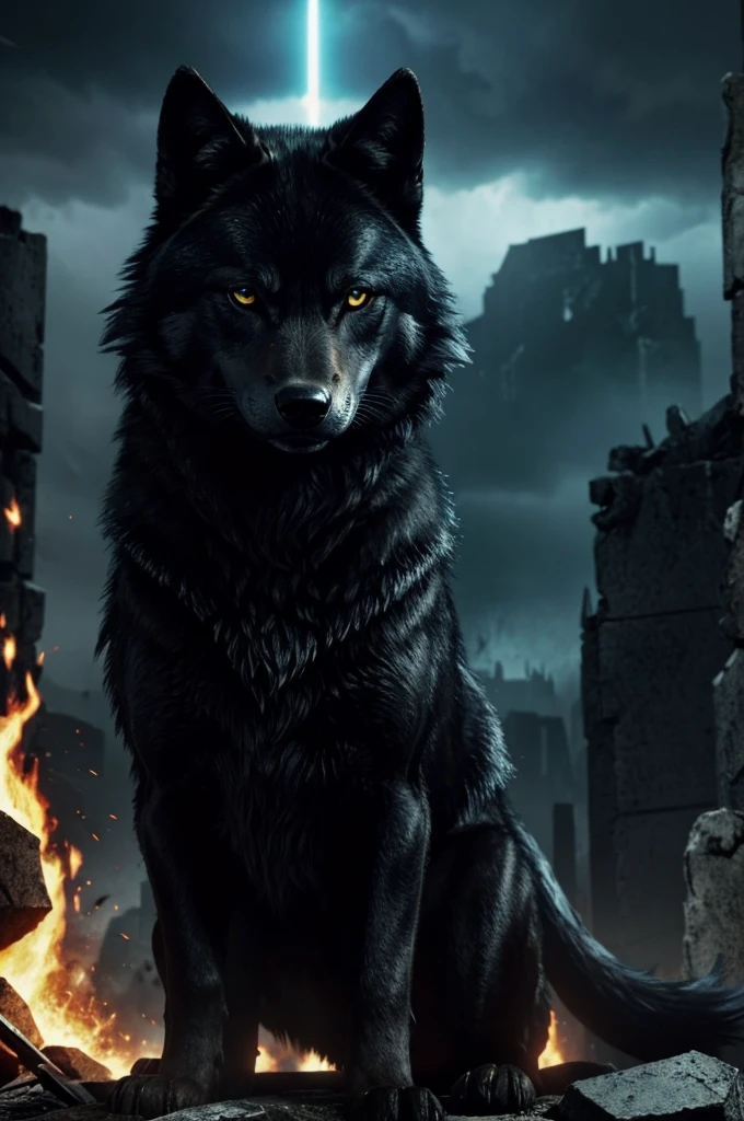General Concept:
bottom: Dark and dramatic landscape, like a destroyed city or a gloomy forest, with an atmosphere of chaos and mystery.
darkwolf:
position: In the middle, in an imposing and dominant posture.fur: Jet black with bluish sheen.Eyes: Golden and shiny, with penetrating gaze.details: Visible fangs and claws, surrounded by a dark and ethereal aura.
Promotional Text:
Location: At the bottom of the image.content: "¡darkwolf vuelve a Free Fire! EE Region.UU., North Region, Brazil Region"Text Style: Large and forceful font, with light or shadow effects, contrasting colors such as bright white or deep red with dark edges.
Additional items:
Logo de Free Fire: In the top corner.special effects: energy, flashes of light, chispas o neblina oscura alrededor de darkwolf.
This version is still visually stunning and epic, perfecta para la promoción de darkwolf en Free Fire.