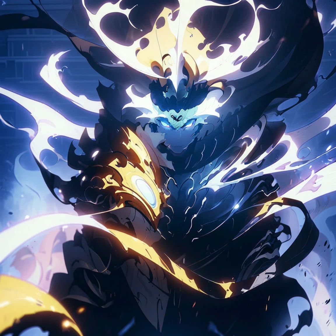 (Onmyoji theme)), (in 8K、top-quality、masterpiece:1.2)、Vampire、Cyberpunk men、fantasy worlds、dark backgrounds、Clean design、Magnificent Instagram、art stations、Colorful paint splatter、silhuette、Ultra-detailed intricate details、unrealengine、Fantasia、intricate detailes、Splash Screen、Complementary color scheme、Fantasy concept art、an oil painting、heavy strokes、Paint dripping、(isolated on white:1.3)、Rainbow skin、(((Handsome young man)))、(glowingblueeyes)、 ((Bright eye)), (( Spiky Hair, Yellow hair:1.1))), ((Black Millitary Coat)), (prinz\\(indifferent look\\),(Wearing a luxurious black robe with high detail))), Yellow-haired, Frost Rune magic, ((Wizard)).