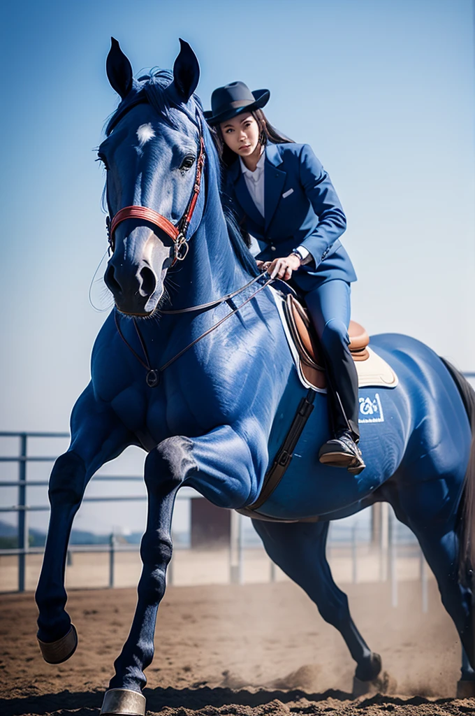 blue horse 
