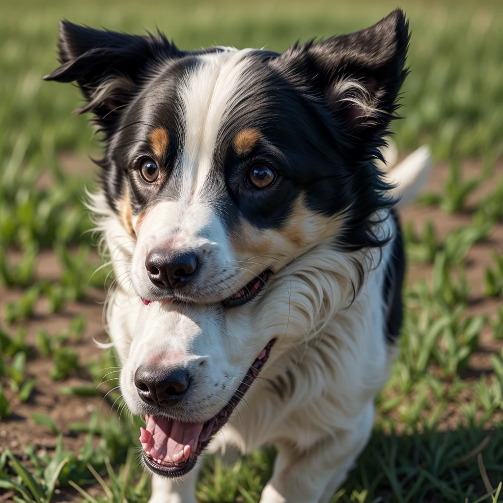 border collie dog, in barking red