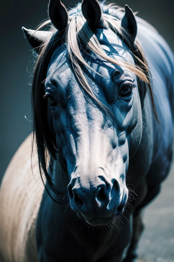 Draw a blue horse