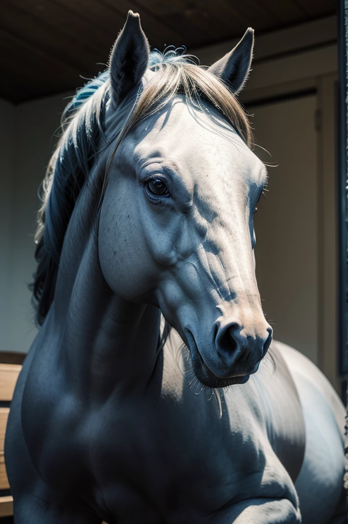 Draw a blue horse