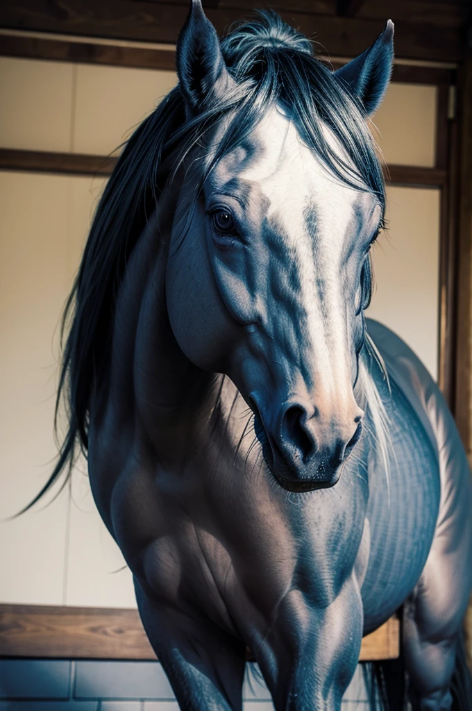 Draw a blue horse 
