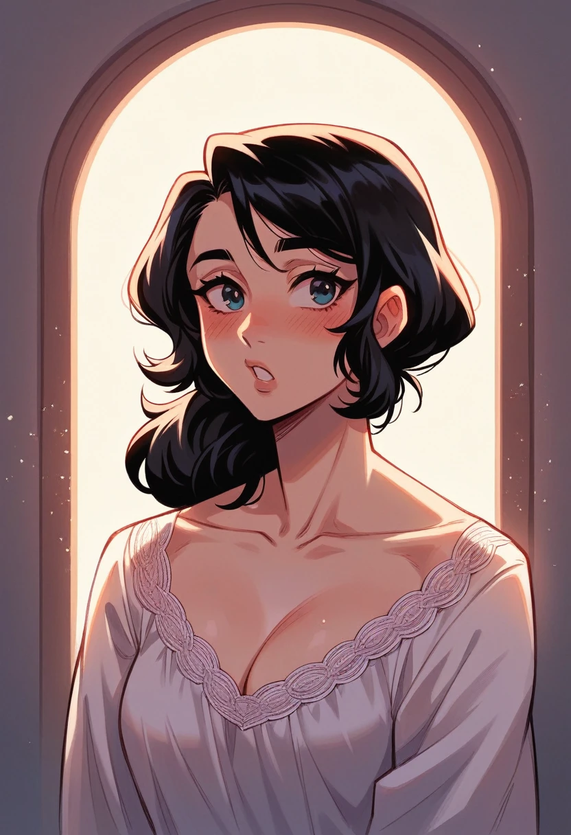 1 girl, foto de cowboy da linda There is, looking ahead at viewer, redgown, Bblack hair, blush, shorth hair, athletic night, volumetric lighting, best qualityer, work of art, details Intricate, tone mapping, sharp focus, hyper detailled, trends on ArtStation, There is, realisitic