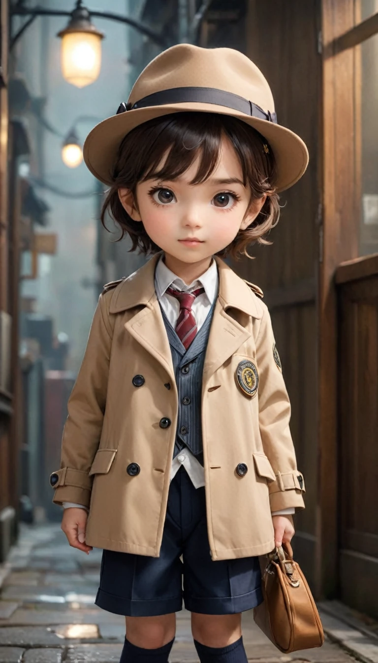 small, かわいいto be bornき物, Wearing a detective's coat and hat、Brown leather shoes、 whole body,small , Are standing, Costume, Foggy London city、 Fantasy art, Exquisite detail, Jean-Baptiste Monge Style, office、Alan Lee Style, Anthropomorphic, Fat, Scottish fold gray cat with big eyes, Movie Scenes, Dramatic shot angles, , Realistic, to be born々Stunning cinematic photorealism, Action Portrait, 8k, detailed, Full Frame