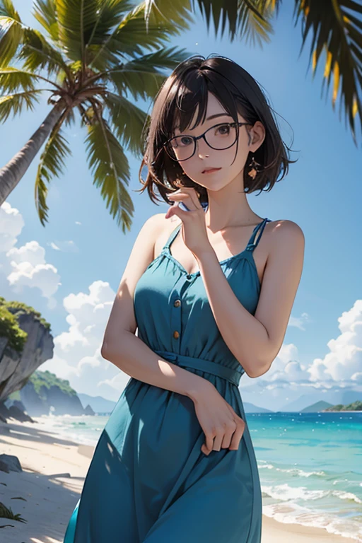 (Gal Gadot:Evangeline Lilly), (looking at viewer, light smile, ), brown hair, brown eyes, long hair, hair_flying, Fluttering hair, flying_hair, ((Transparent glasses, glasses, glasses_on_nose)), red bikini, ((small breasts, )), sexy, charming, stunning, enhance, delicate, (pale skin, real_skin), sunlight, summer, towel, beach, , outdoor, lotus position,
best quality, high quality, highres, 8k, photo realistic, raw photo, cannon, nikon,