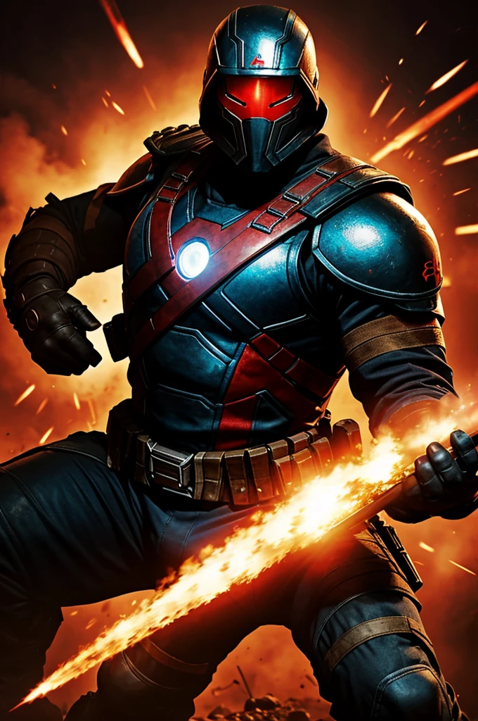 Soilder with freefire logo And red Eye lighting Effects