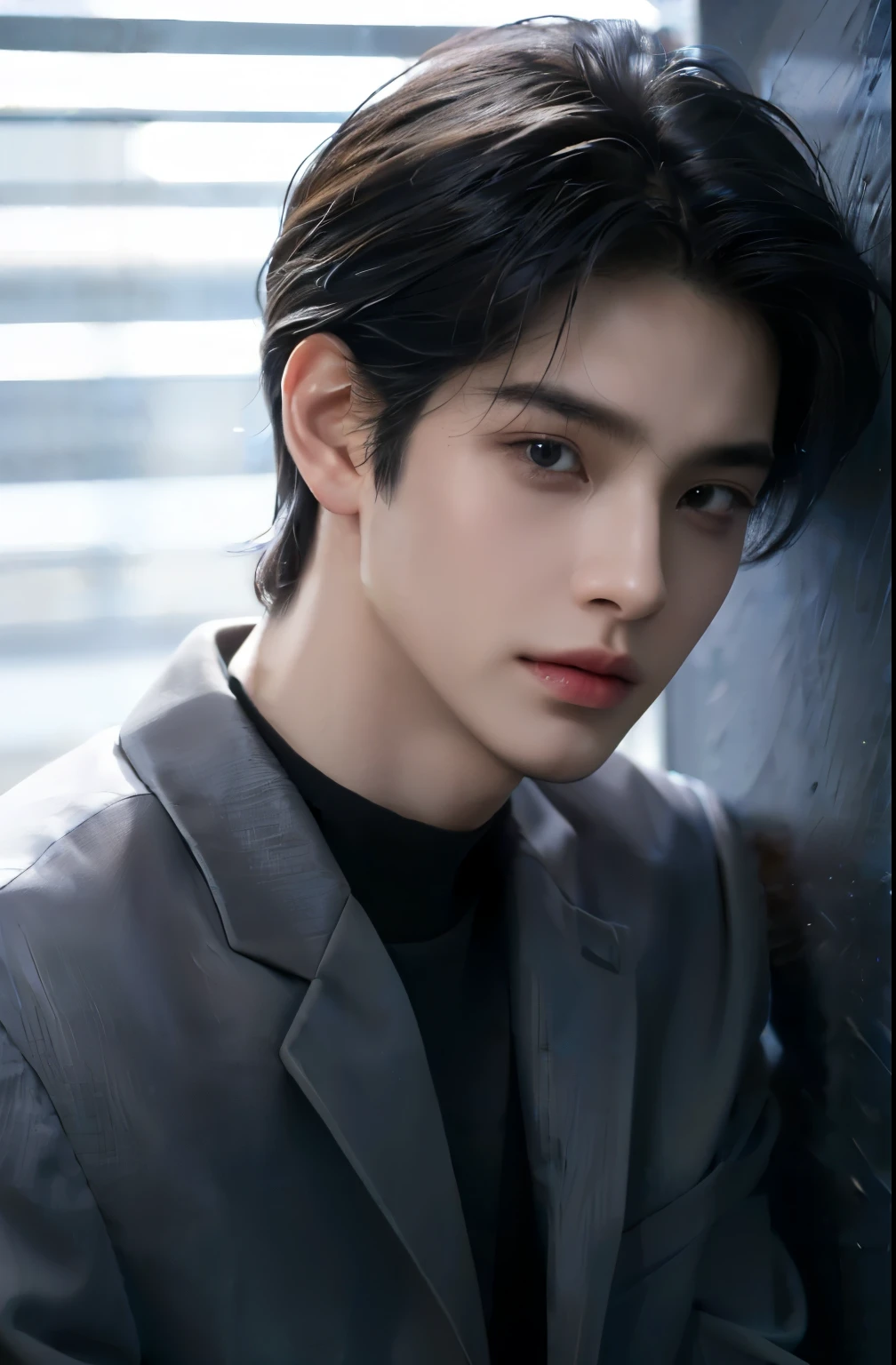 ((highest quality, 8K, masterpiece: 1.3)), Tokyo City background、Handsome boy in modern fashion:1.5, 20-year-old、Delinquent boy、 well-groomed face, black hair color、thin face、（white skin:1.5）、whole body、black eyes、boy with makeup、Super handsome、sexy eyes、Extra-fine face, handsome nose, small eyes and face, beautiful lighting, High resolution, detailed mouth, smile, whole body: 1.5, perfect body shape、super slim，medium hair、STUSSY clothes、silver accessories、Oversized clothes, center, full body