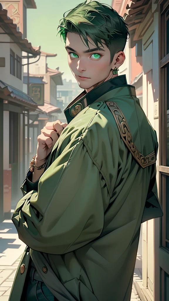 (asian male),(male:1.5), muscle, 1boy, big muscle, pectoral, muscular, Mature man,45 year old man,adult,1 man, old macho man,an extremely detailed face, (((green_eyes:1.3))),intricate eyes,beautiful detailed eyes,symmetrical eyes,short hair, green eyes, brown hair,perfect face, brown hair, nice hair style,(perfect hands, five fingers), ((detailed face)), (((Asian:1.5)))
smile,
(ultra-detailed:1.3), beautiful detailed glow, finely detailed, ultra-detailed,
arabian,elegant,
(open coat, asian fashion,asian coat, jeans,white shirt, masculine features, modern style,asian clothes),(((dark green coat, dark green coat outfit, wearing a dark green coat:1.3,asian dark green coat))),(asian jewelry,intricate necklace),((bulge in pants)),(((intricate outfit,intricate clothes,ornate outfit))),
(dynamic pose:1.0),embarrassed,(centered,scale to fit dimensions,Rule of thirds),
inside,indoor,((palace in Arabia, palace in Arabia background)),scenery:1.25,((intricate scenery)),
(Glossy winter ornaments),highres,sharp focus,(ultra detailed,extremely detailed),(photorealistic artwork:1.37),(extremely detailed CG unity 8k wallpaper),(((vibrant colors,vibrant theme))),(intricate),(masterpiece),(best quality),artistic photography,(photography taken by sldr),(intricate background),perfect rendered face,perfect face details,realistic face,photo realistic,((intricate detail)),(((realism))),