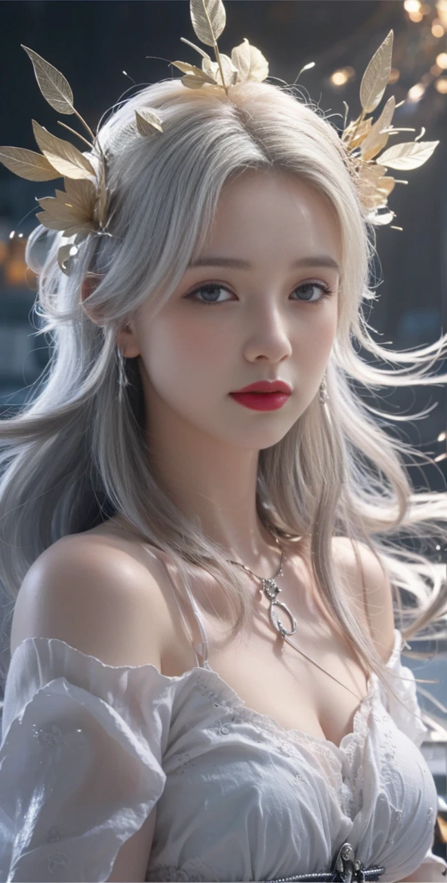 best quality, tmasterpiece,Ultra-high resolution,Clear face,(Reality:1.4),ferpect lighting,(upper body shot), (photorealistic:1.50), anime wallpaper, Guviz style artwork, cover-up fantasy up to magic , by Yang J, Guviz, beautiful artwork illustration, beautiful digital artwork, beautiful digital illustration, Li Song, beautiful anime portrait, art style in Beauvot, Lips wear thick red lipstick,(smille 1:1)
