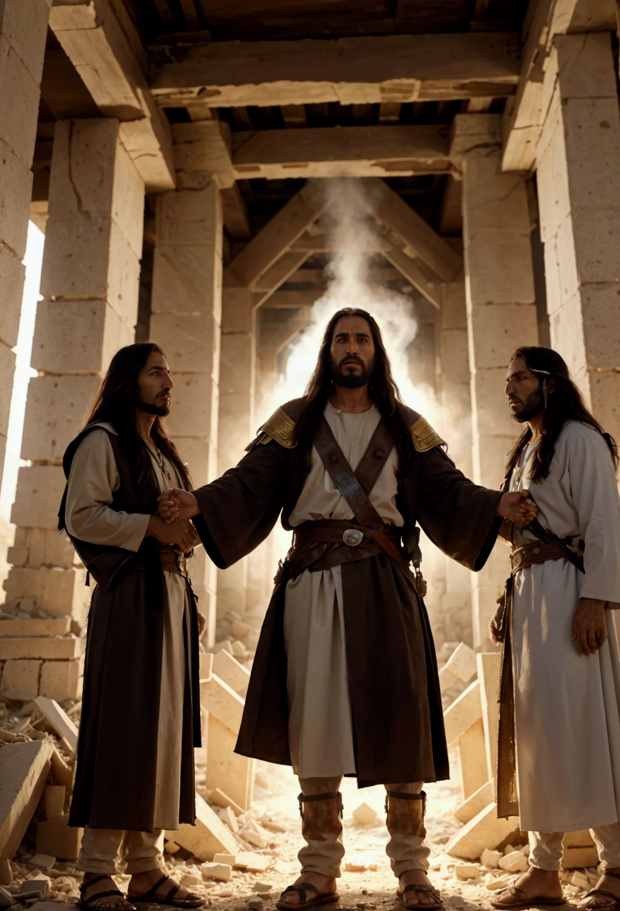 create a high resolution image about the construction of the third temple in israel and the second coming of jesus based on the following keywords: APOCALYPSE THIRD TEMPLE IN ISRAEL FINAL JUDGMENT END OF TIMES END OF TIMES RETURN OF JESUS SECOND COMING OF JESUS SECOND COMING OF CHRIST HUNGER WAR EARTHQUAKE NATURAL DISASTERS
