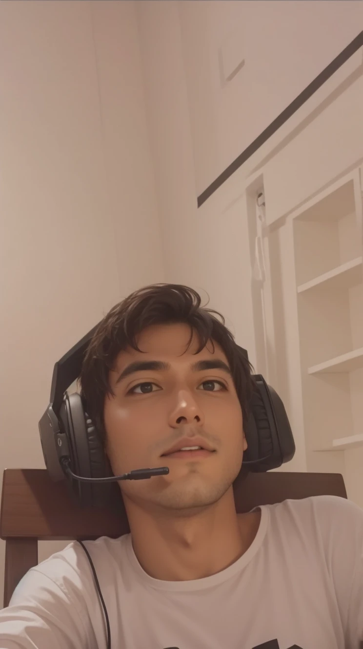 A gamer guy, throwing, imaginative environment, sitting down, gamer-chair, sureal lights, stylish, fancy dress, naughty man