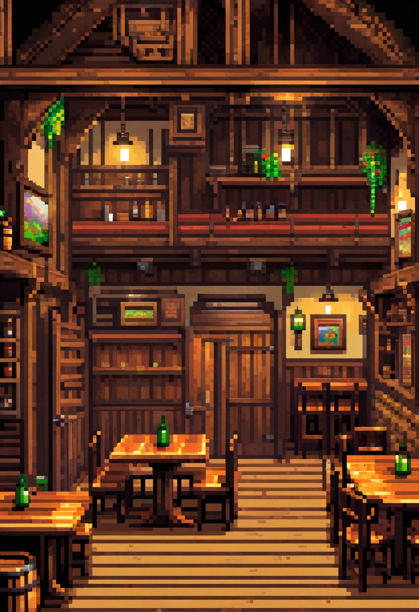 8bit NES fantasy scenery, interior of a rustic tavern