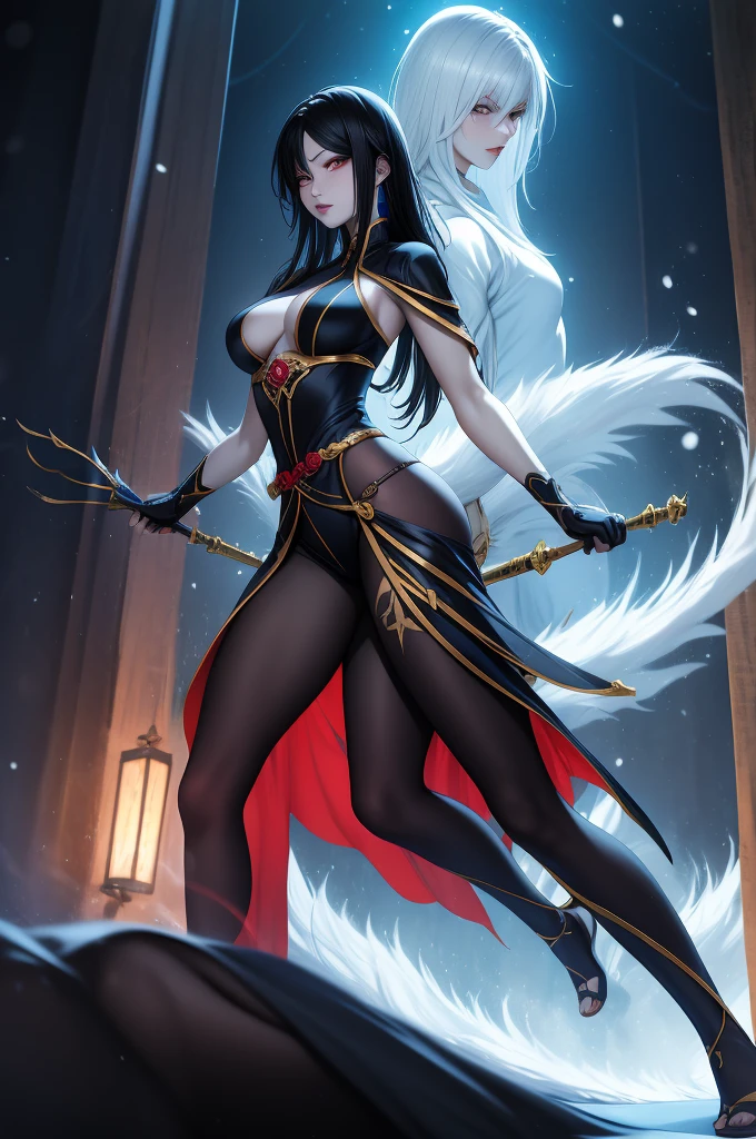 liang xing style a sarada death note bright winter clothes holds in her hands a glass vessel with adaga magic in it, the folhas negras glow with a magical gold black light, an aura of black darck magic, the dark petalas de rosas style, pronounced lines of the design, an atmosphere of mysticism, concept art, soft, sharp focus, illustration, , high definition digital art, dramatic lighting, high quality ,(action pose ),pronounced contour pattern