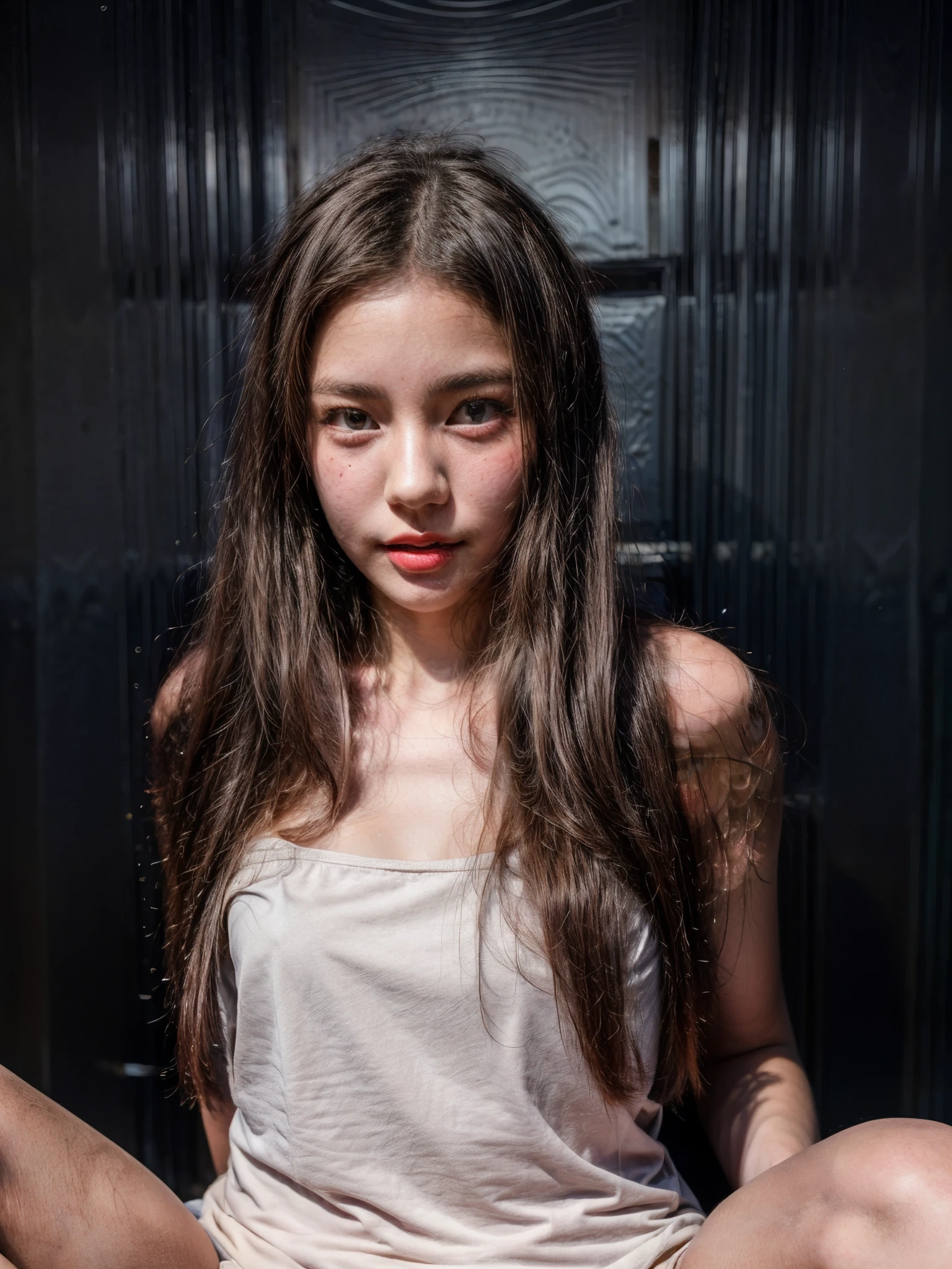 A nice and cute girl,Full body photo,Extremely beautiful and delicate, ((best quality)), ((masterpiece)), (detailed), perfect face((Cute Girl, young girl, R: 1.8), 15 yo, 15 yl, dark red lips detailed: 1.0, thai girl uniform, ((short hair pony style)),