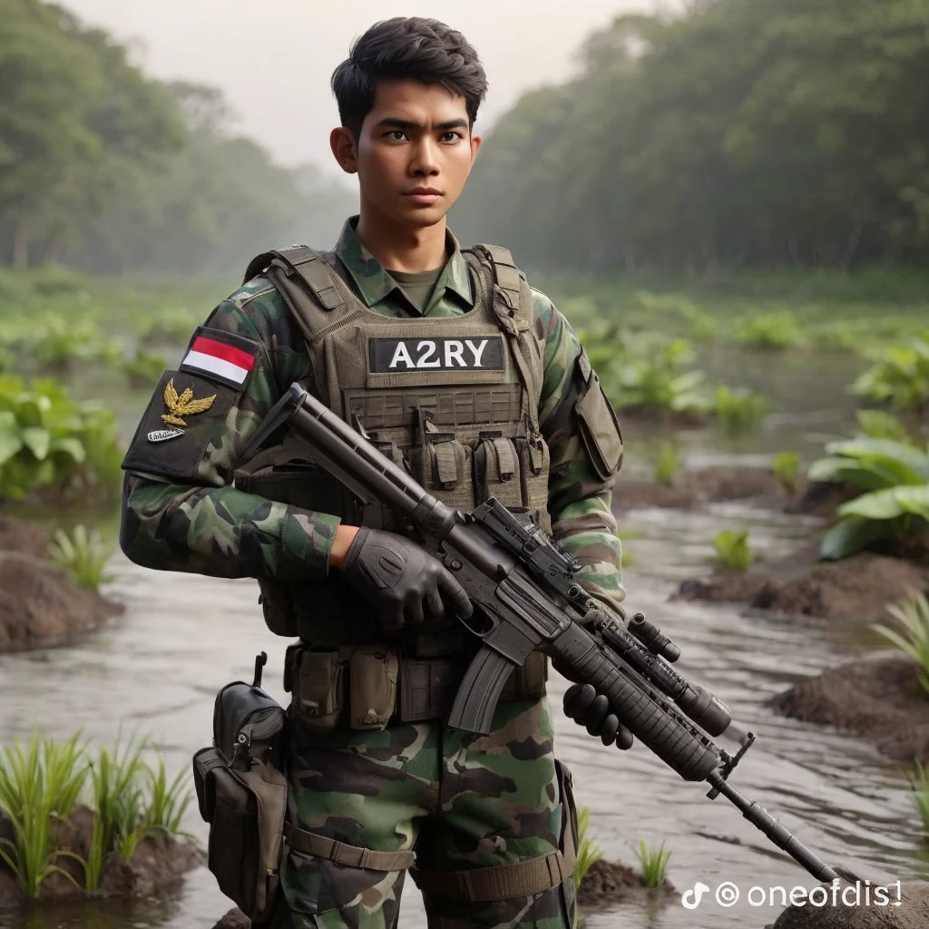 Indonesian national army with gun 4k name D.Riyan
