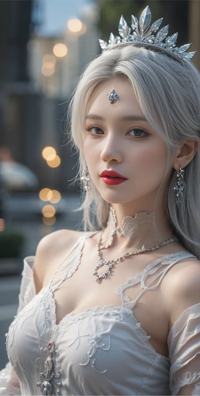 best quality, tmasterpiece,Ultra-high resolution,Clear face,（Reality：1.4），ferpect lighting，(upper body shot), (photorealistic:1.50), anime wallpaper, Guviz style artwork, cover-up fantasy up to magic , by Yang J, Guviz, beautiful artwork illustration, beautiful digital artwork, beautiful digital illustration, Li Song, beautiful anime portrait, art style in Beauvot, Lips wear thick red lipstick,(smille 1:1)