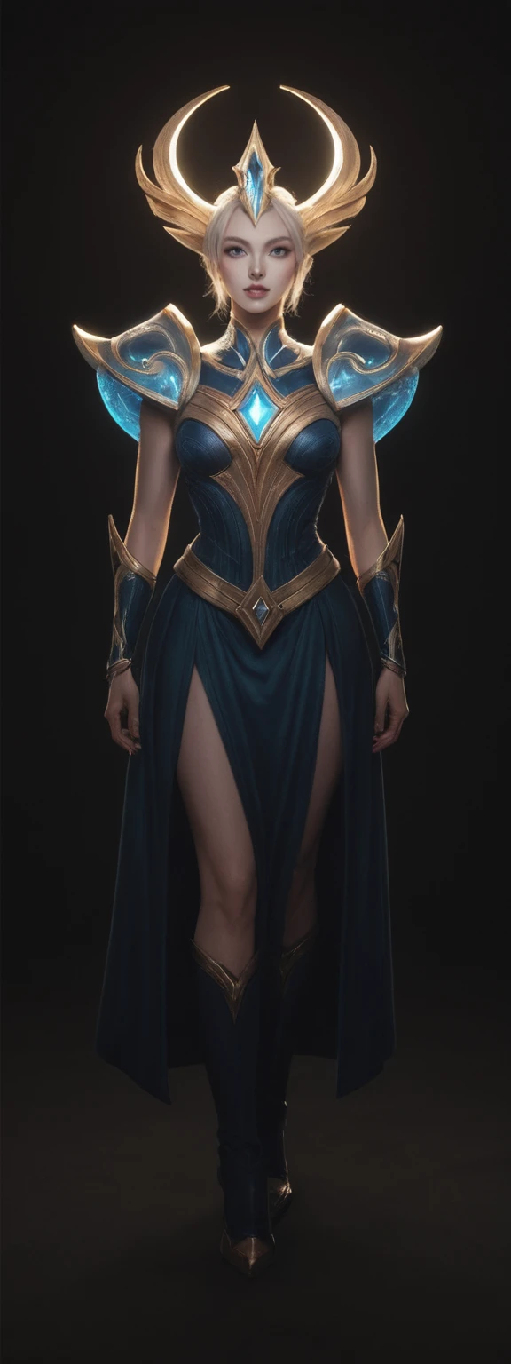 realistic, score_9, score_8_up, score_7_up, score_6_up, 
1girl, solo, from front, full body, Yorick \(league of legends\),  black background, makeup, sidelighting, backlighting, glowing,