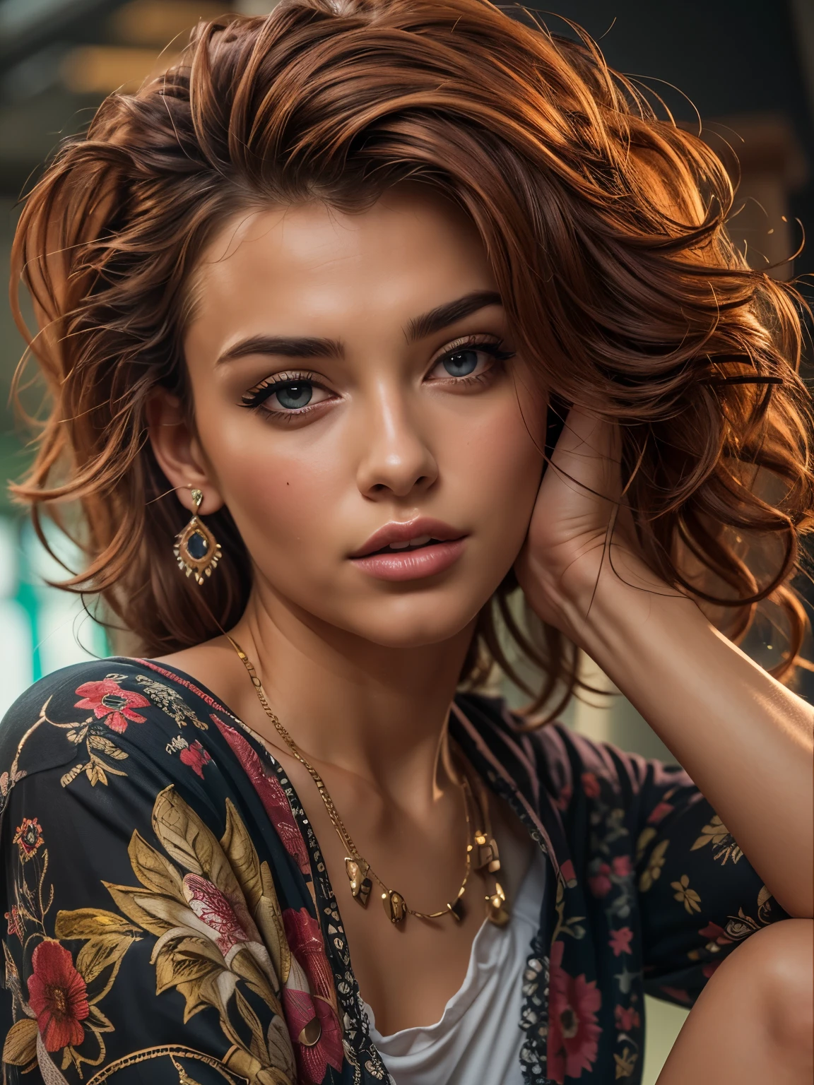 (Masterpiece.UHD.photorealistic) an ultra hot gorgeous European woman. 3. Raypunk.