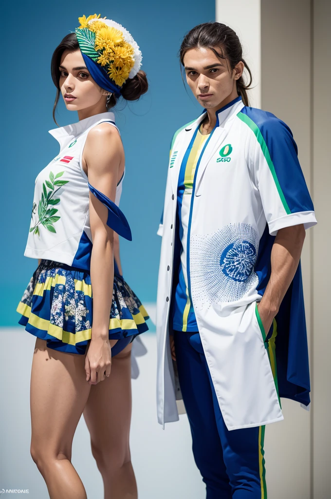 Uniforms for Brazilian Olympic athletes inspired by French haute couture brands and delicate prints of Brazilian birds