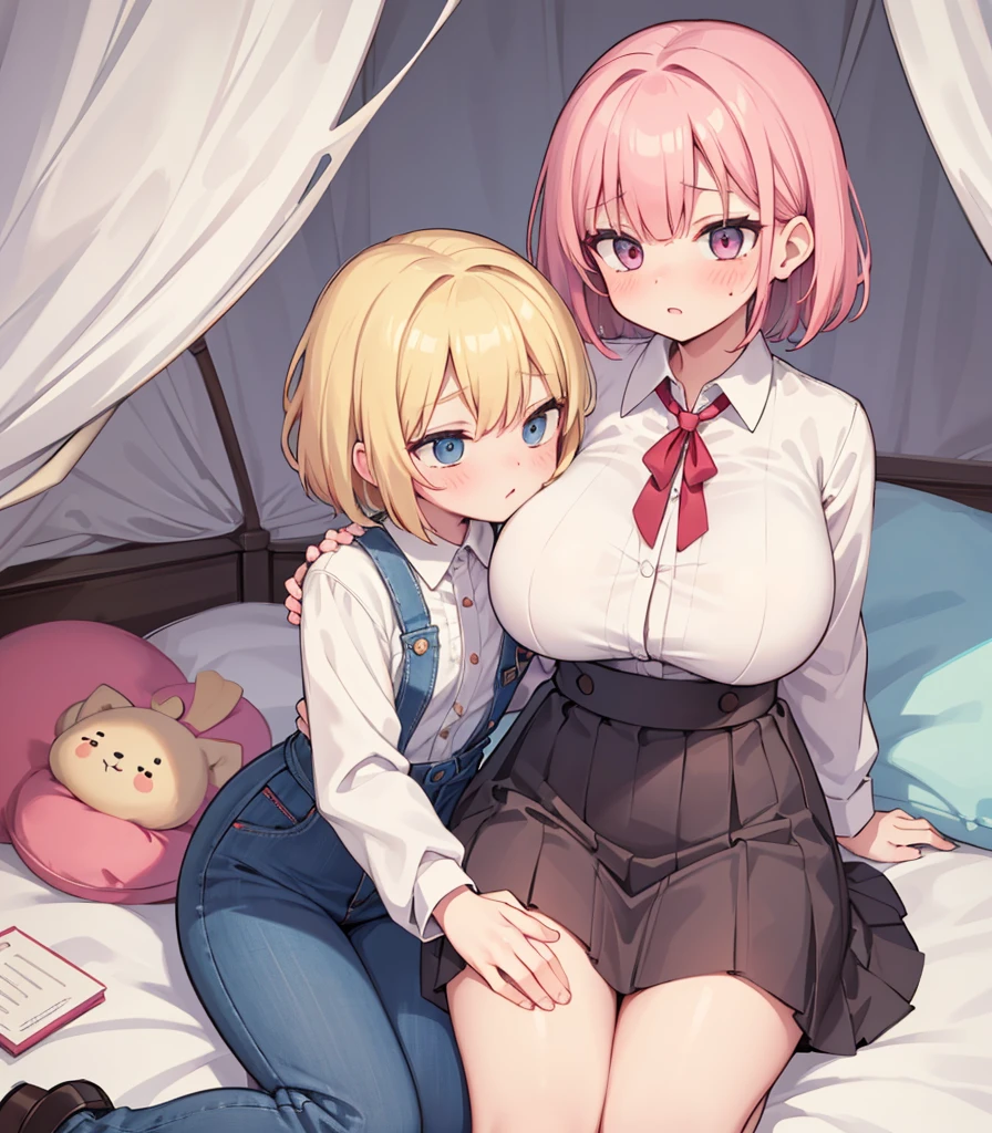 masterpiece, Highest quality, so beautiful, absurdists,High resolution,Cuddling in bed, like,sexly,Look at each one, blush,Age difference,blondes,chest,Long Hair,Pink Hair,Tucked in shirt,short hair,skirt,Tent shirt,Slut,Big breasted sister and brother,Siblings, trousers,Pushing her big tits against her brother,(My brother&#39;s erect penis),((((姉のvery huge breasts,Sister crushes her big tits in her brother&#39;s face)))),(((((Very huge breasts))))),(((((penis,NSFW,Soft Very HUGE breasts))))),((Bursting Breasts,Huge breasts hiding her brother&#39;s face)),((((((((Huge Breasts, Large Breasts, Very Large Breasts, Very Large Breasts, Very Large Breasts, Very Large Breasts, Very Large Breasts, Very Large Breasts, Very Large Breasts, Very Large Breasts, Very Large Breasts, Very Large Breasts, Burying Face in Breasts)))))))),Two people gazing at each other,puffy breasts,((Face crushed by tits, huge breasts on brother's body, mouth covered by tits, breasts covering face)),((huge breasts)),((soft massive breasts)),(((((crotch grab)))),(((1girl,1littleboy,)),(Fingering:1.7)、white pantie