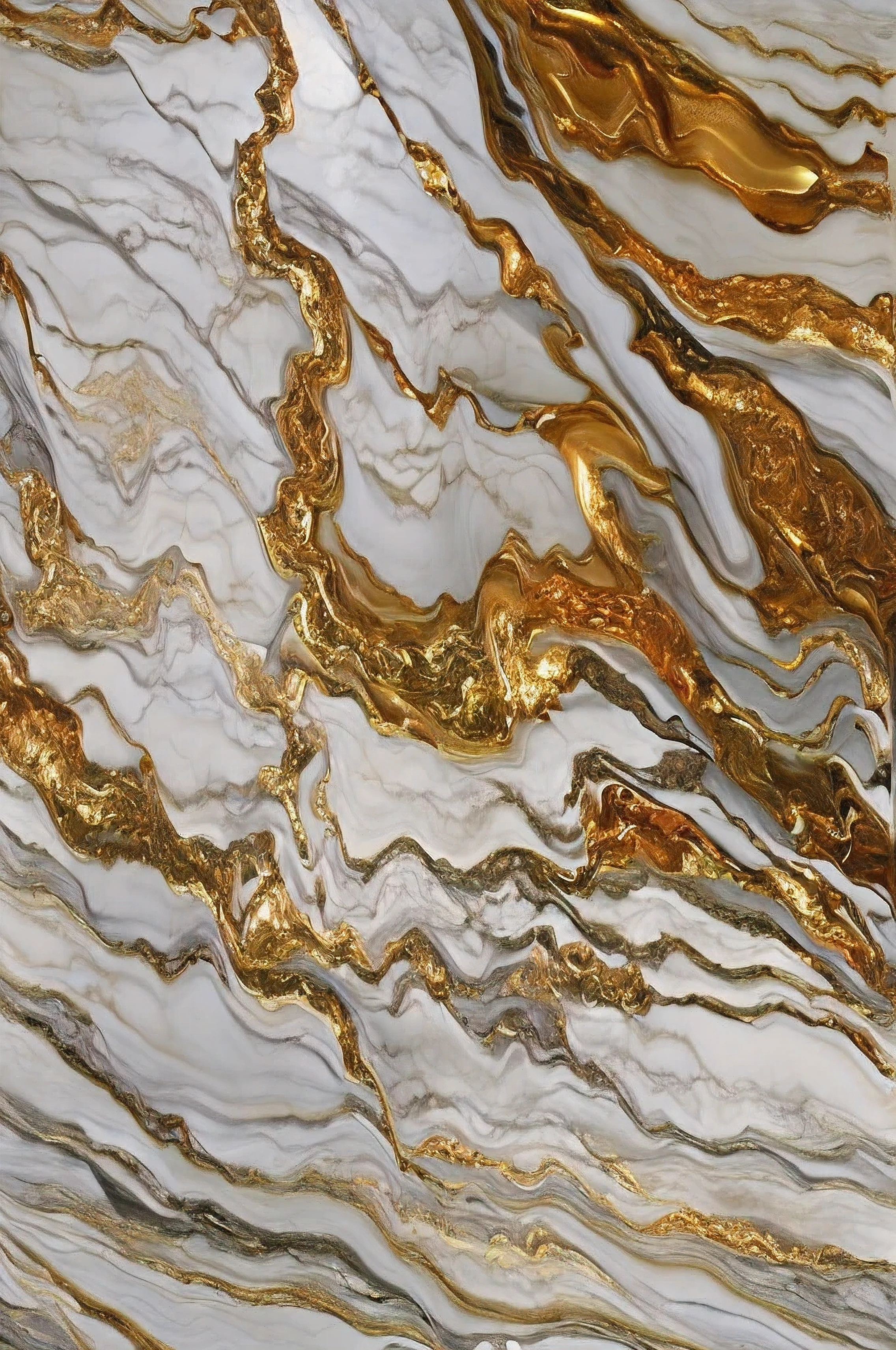 389^(3),mixed texture,((polished stone)), realistic,(( white carrara marble)),((gold)),((copper)),(( realistic colour)),fractal,photographic,ultra high resolution,hyperdetailed, masterpiece, 3d modelling, digital art.