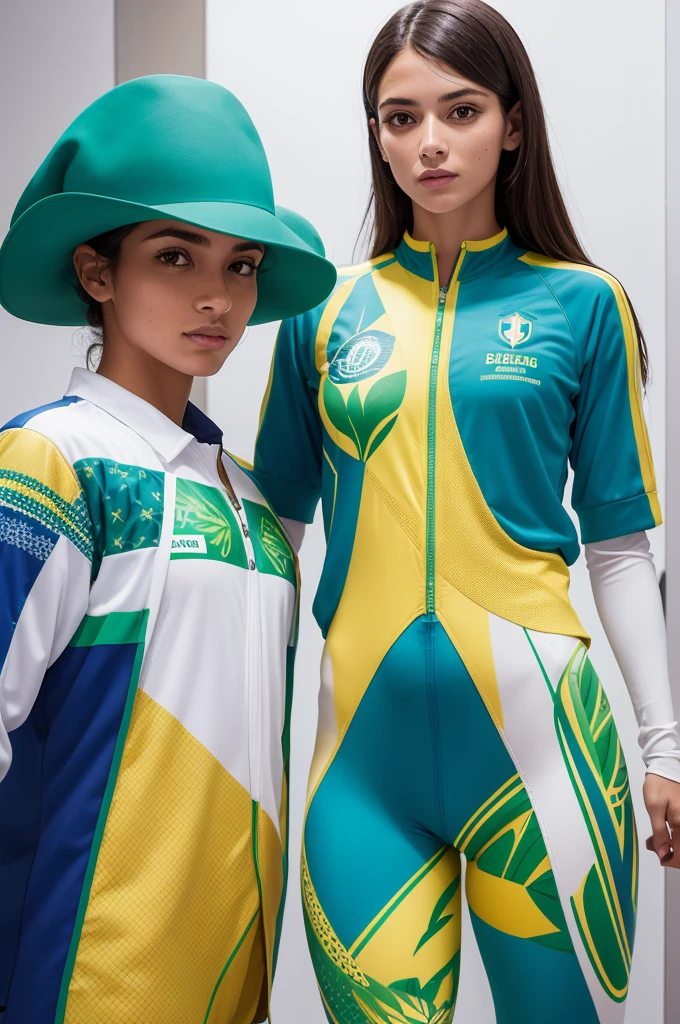 Uniforms for Brazilian Olympic athletes inspired by French haute couture brands and delicate prints of Brazilian birds reference. Using colors blue, green and yelow