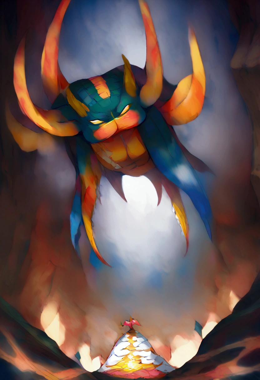 Dragoness burping in cave