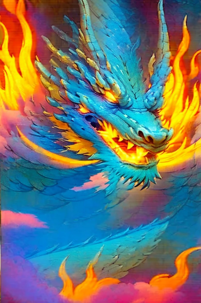 Dragon made of pure fire turned slightly to the right, made of pure fire, facing slightly to the right, close up, red dragon, dragon extremely close to the viewer, open mouth, 