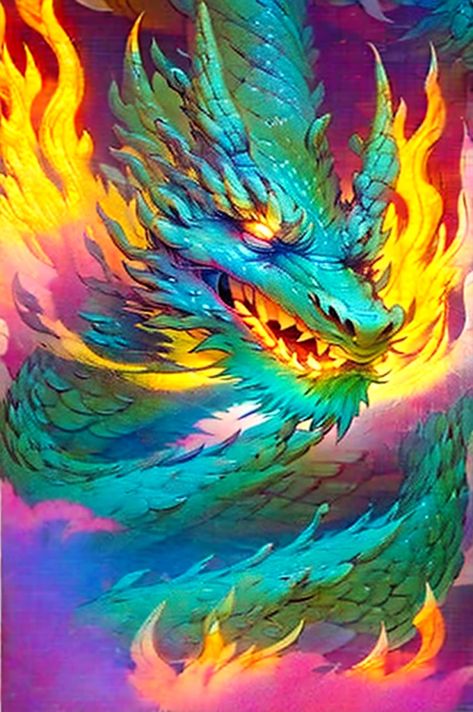 Dragon made of pure fire turned slightly to the right, made of pure fire, facing slightly to the right, close up, red dragon, dragon extremely close to the viewer, open mouth,