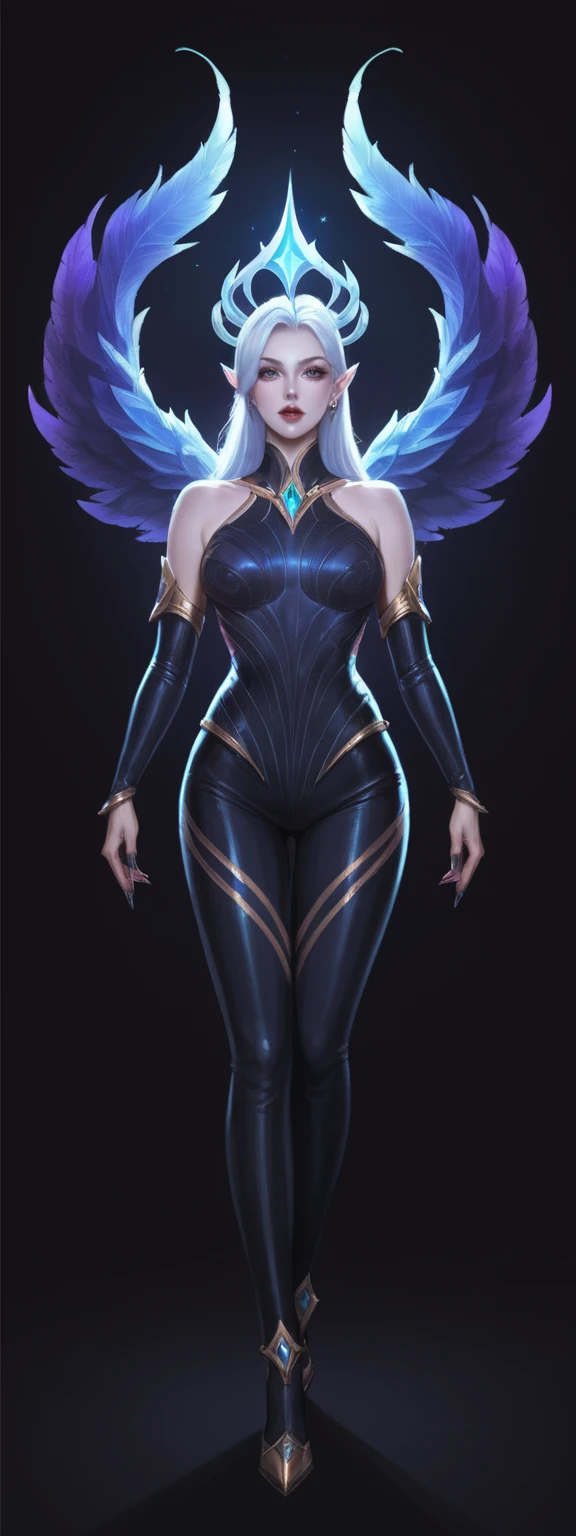 realistic, score_9, score_8_up, score_7_up, score_6_up,
1girl, solo, from front, full body, Morgana \(league of legends\), black background, makeup, sidelighting, backlighting, glowing,