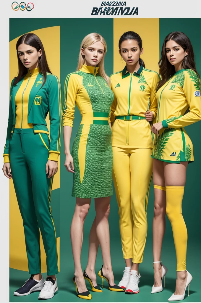 Uniforms for Brazilian Olympic men e women athletes inspired by French haute couture brands like Prada and delicate prints of Brazilian animals reference.  Usados no hipismo com terno verde escuro e pequenos detalhe em amarelo.