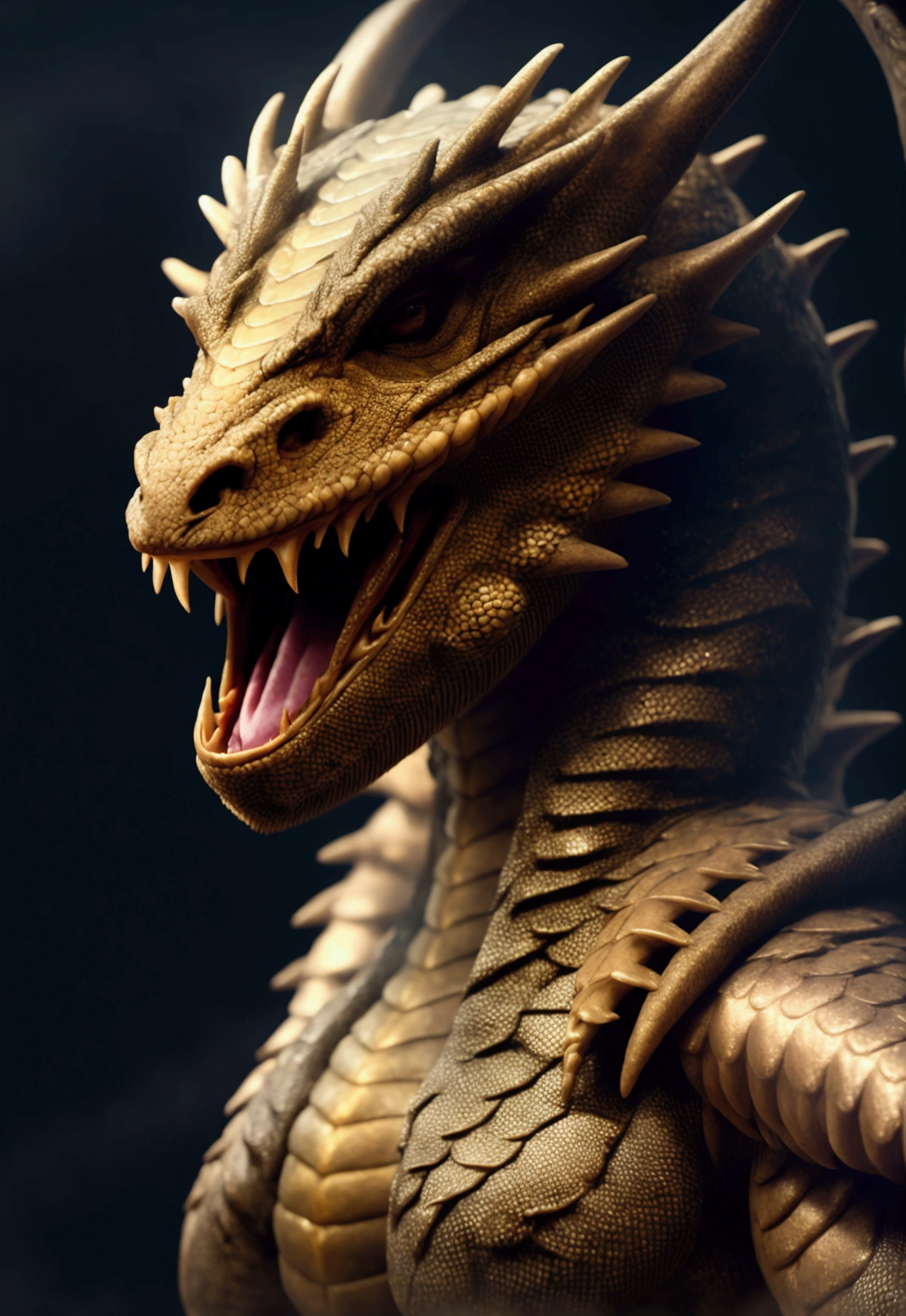 Fat female Dragon burping in face, showing her troath