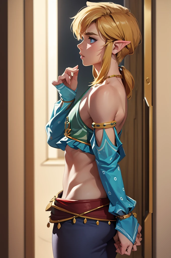 ((work of art)), ((best qualityer)), (detailded), perfect, standing alone, link, beautiful boy, Delicious lips, hair blonde, sexly, hot body, hot ass