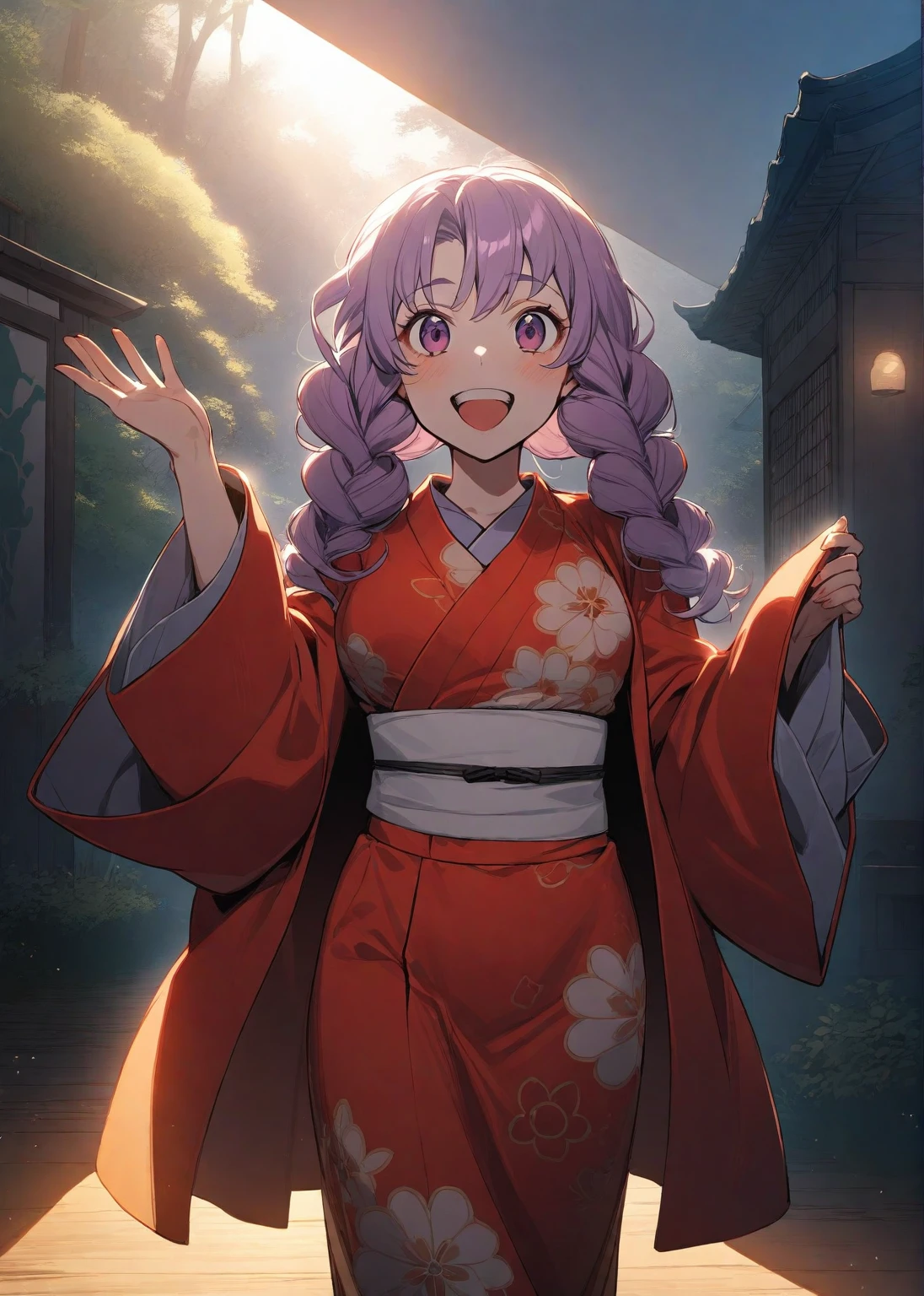 ( The most beautiful masterpiece , Beautiful light , woman ) Kanroji Mitsuri, Kimetsu no Yaiba , Single person pic , Light purple yukata , red coat