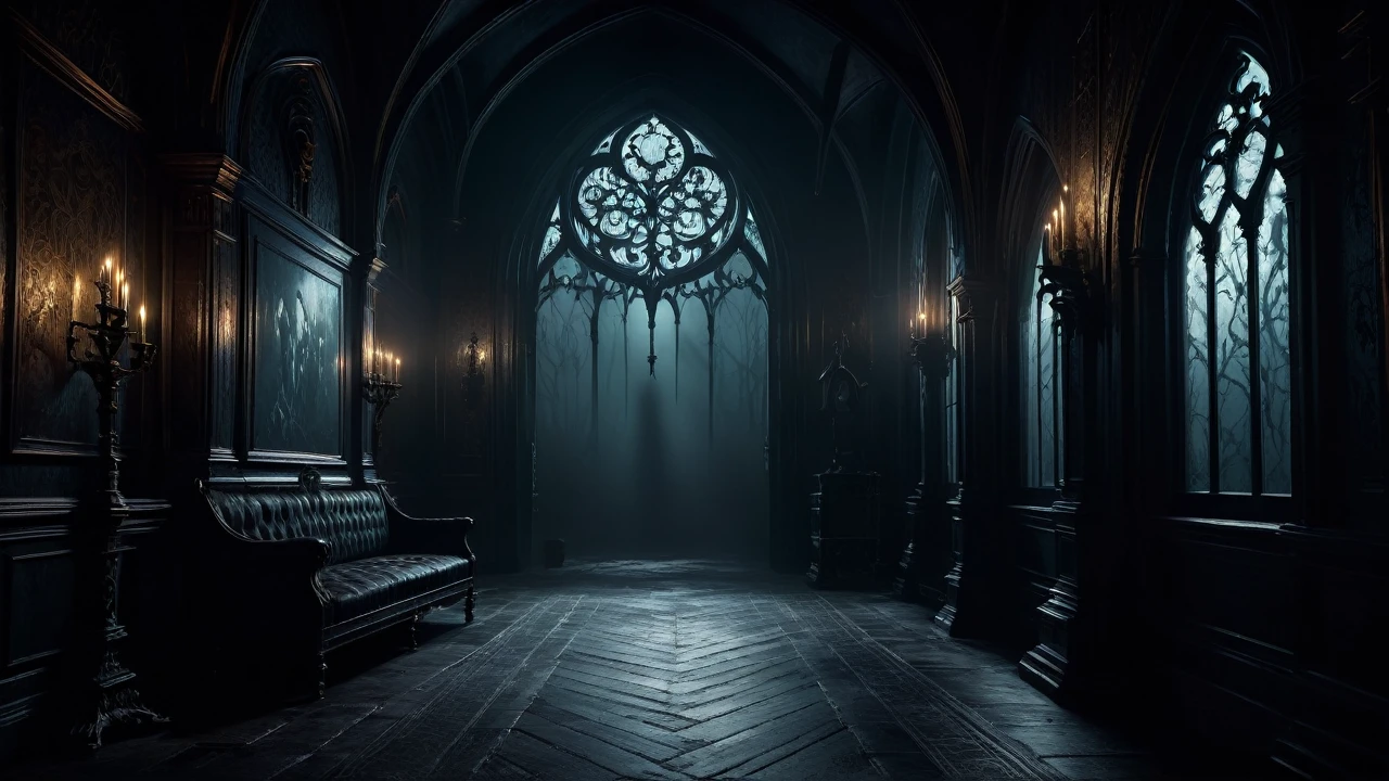  haunting atmosphere, chiaroscuro lighting, dark and moody colors, gothic horror, intricate details, cinematic composition, dramatic shadows, photorealistic, 8k, hyper detailed, masterpiece, dark fantasy, moody, atmospheric, dramatic, cinematic composition, realistic textures, highly detailed