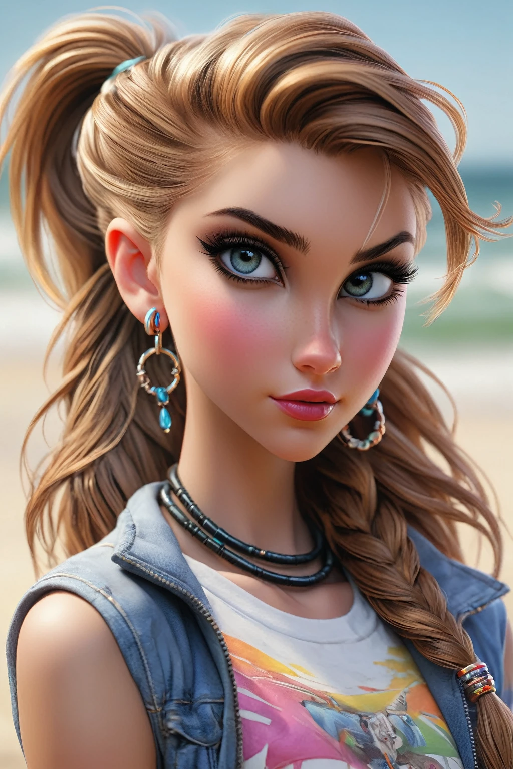 Tilt-shift photo of 80's ager,Typical 80s Suburban Teen,Artgerm,fashionable clothes,80's fashion,leg warmers,pony tails,bangles,too much make up,youthful appearance,full body,Pencil Sketches,sharp focus,studio photo,intricate details,highly detailed,by greg rutkowski,Watercolor,trending on artstation,sharp focus,studio photo,intricate details,highly detailed,ultra hd,realistic,vivid colors,highly detailed,UHD drawing,pen and ink,perfect composition,beautiful detailed intricate insanely detailed octane render trending on artstation,8k artistic photography,photorealistic concept art,soft natural volumetric cinematic perfect light,beautiful detailed intricate insanely detailed octane render trending on artstationby Albert Eckhout enchanting,Nikas Safronov,Gabriele Dell'otto,Charles Victor Thirion,Carl Eugen Keel,Carl Lundgren,pencil sketch,Mysterious, . Selective focus, miniature effect, blurred background, highly detailed, vibrant, perspective control in beach with bikini