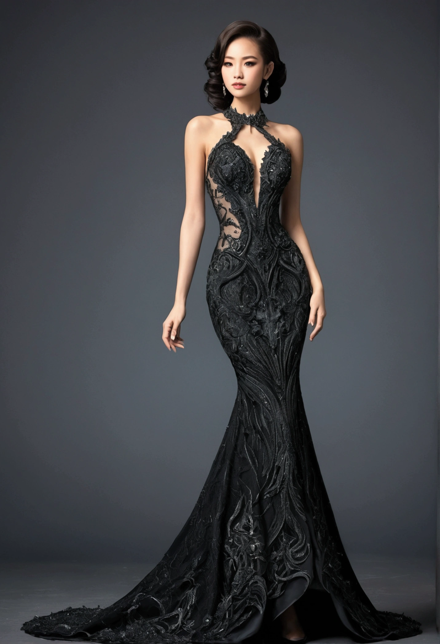 evening gown,lady,black shark girl