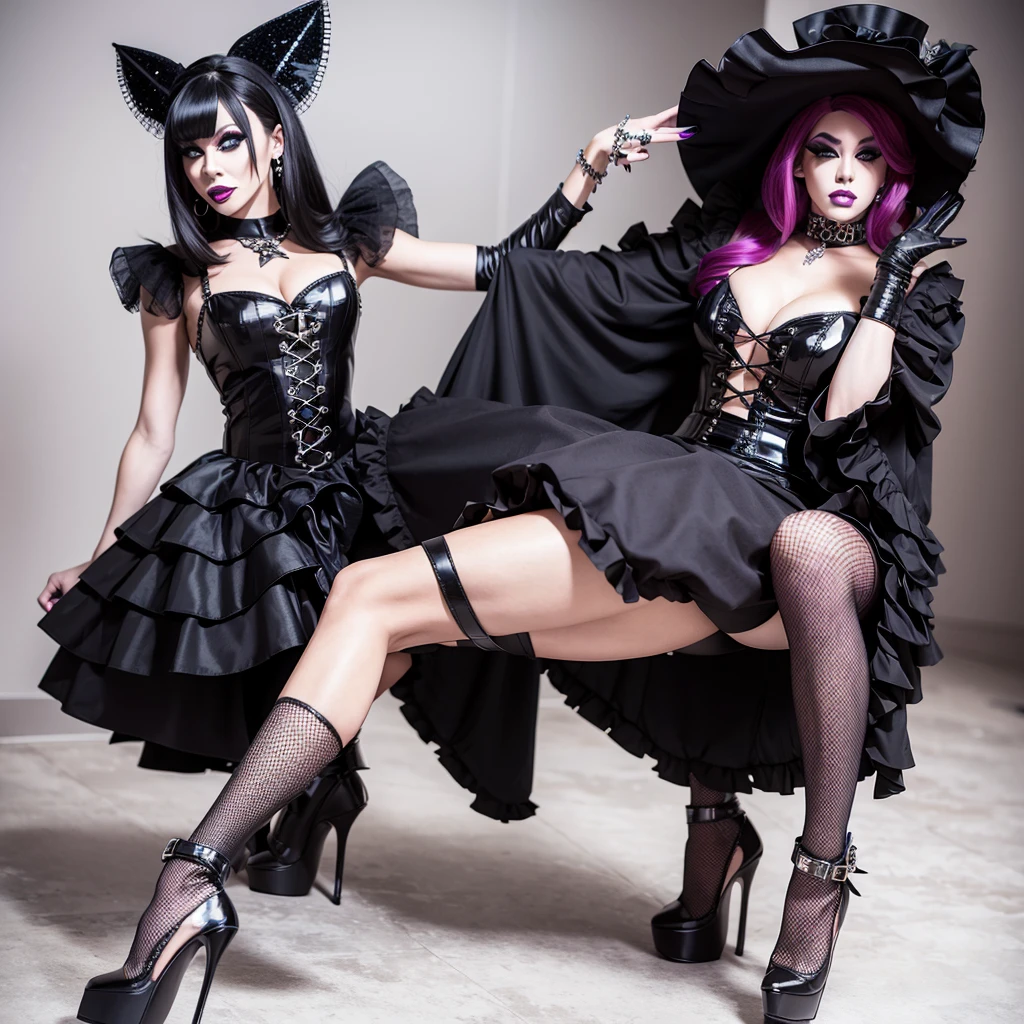 Drag queen, Gothic, pleaser heels, Dark hair, 
