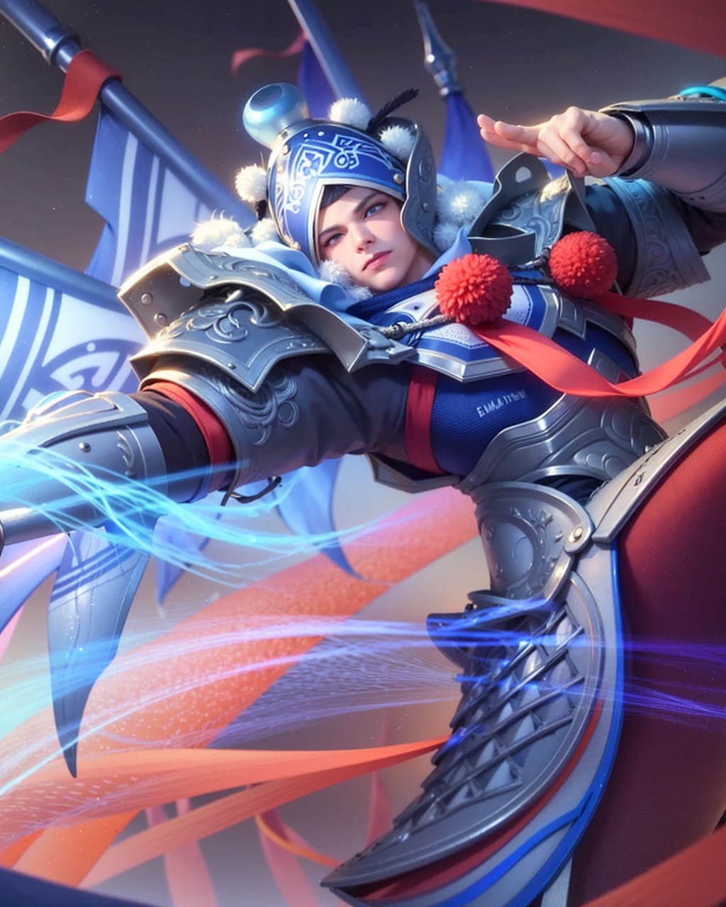 masculine male, masterpiece, ((perfect eyes)) best quality, (semirealism:1.9), beautiful lighting, (extremely detailed CG unity 4k fhd wallpaper), High Detail, Sharp focus, dramatic outdoors, 1 boy ,19 years old, blue eyes, smile, royal matador.
