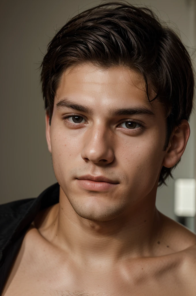 A photograph of a young man, 20 yo, detailed face, looking at camera, portrait, 8k uhd, high quality