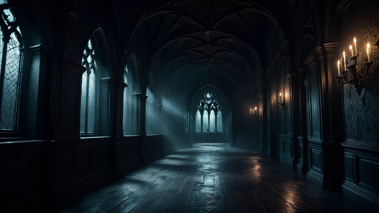 haunting outside atmosphere, chiaroscuro lighting, dark and moody colors, gothic horror, intricate details, cinematic composition, dramatic shadows, photorealistic, 8k, hyper detailed, masterpiece, dark fantasy, moody, atmospheric, dramatic, cinematic composition, realistic textures, highly detailed