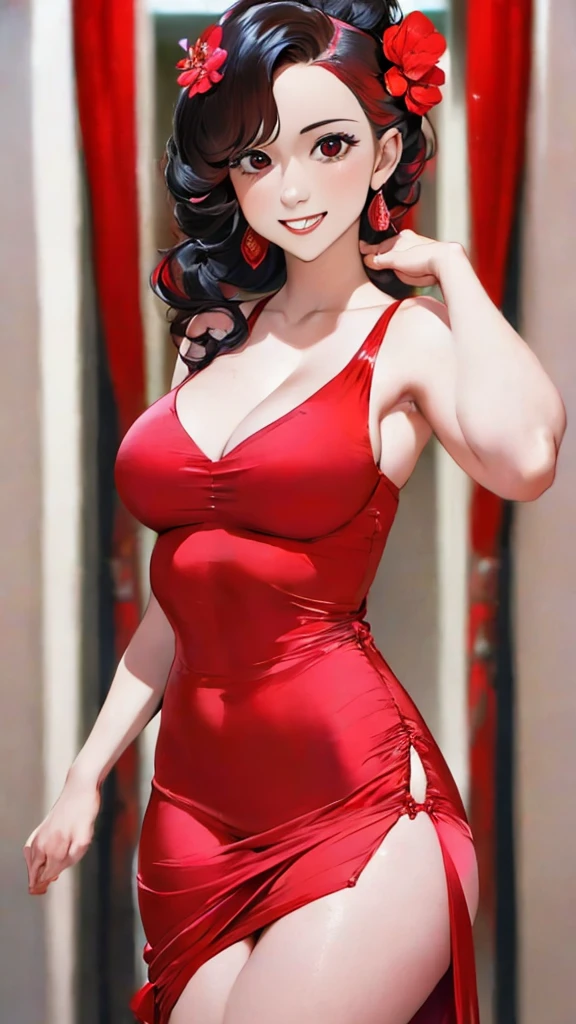 arafed woman in a red dress standing, in a dress, sexy dress, 2 4 year old female model, wearing dress, sexy red dress, in a red dress, opened dress, dressed in a pink dress, wearing a red dress, wearing red dress, 🌺 cgsociety, sexy look, beautiful silky dress, very sexy outfit