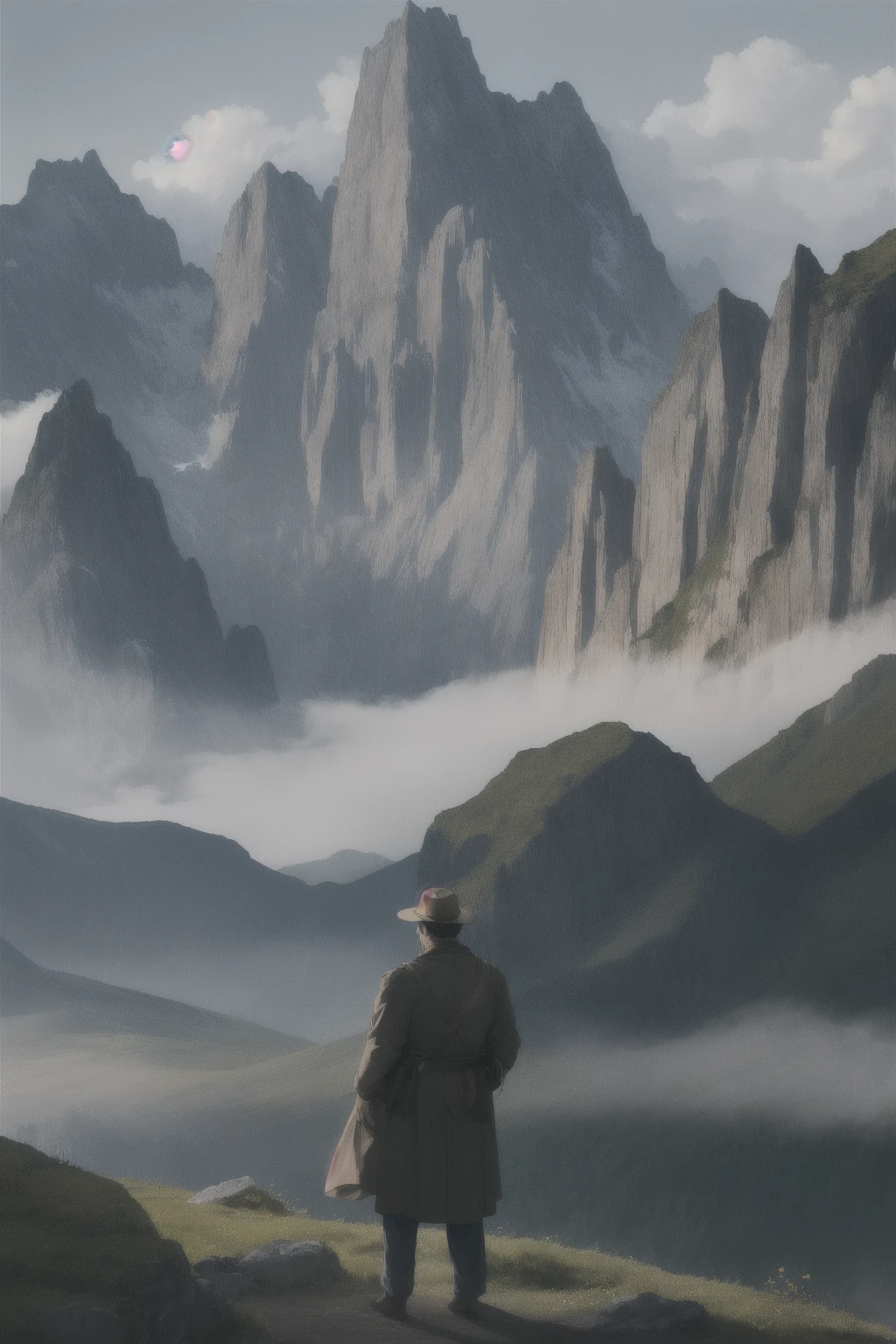 cinematic film, Realistic photograph,

A man stands in awe, gazing at the majestic mountains that tower above Aether Valley. Their peaks, shrouded in mist, seem to touch the heavens. The man is dressed in simple, earth-toned clothing, blending with the natural surroundings. His expression is one of profound respect and wonder, as if he's witnessing a sacred moment. The early morning light casts long shadows, highlighting the rugged texture of the mountains and the man's thoughtful silhouette. The air is fresh and cool, carrying the scent of pine and earth.


,shallow depth of field, vignette, highly detailed, high budget, bokeh, cinemascope, moody, epic, gorgeous, film grain, grainy, 